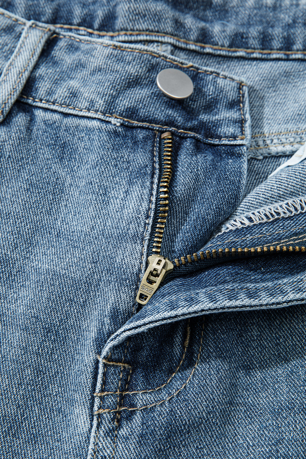 Dusk Blue Embroidered Cropped Wide Leg High Waist Jeans