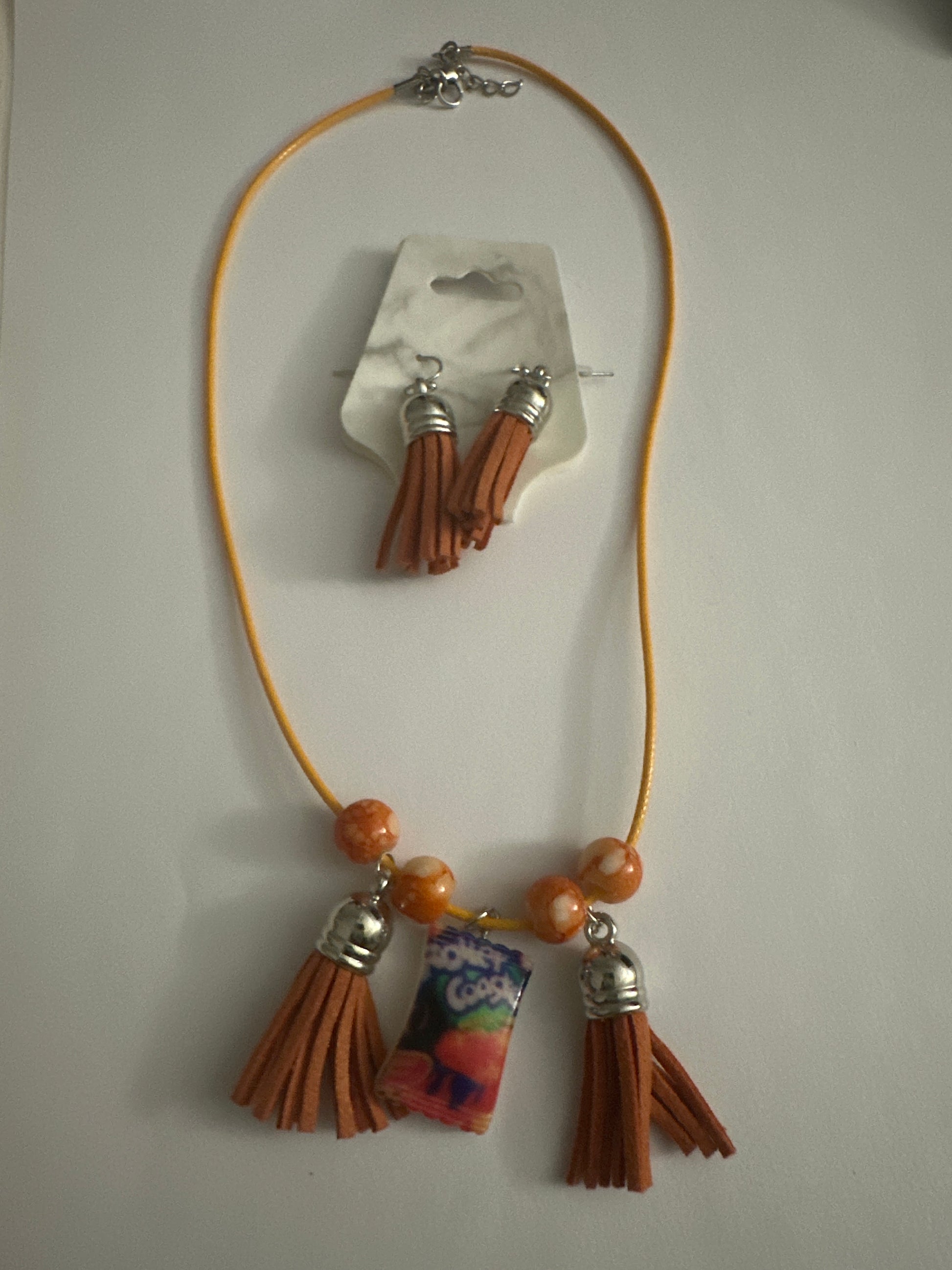 Orange Earrings and Necklace
