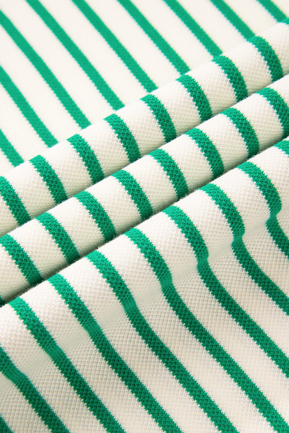 Bright Green Contrast Detail Striped Ruffle Short Sleeve Top