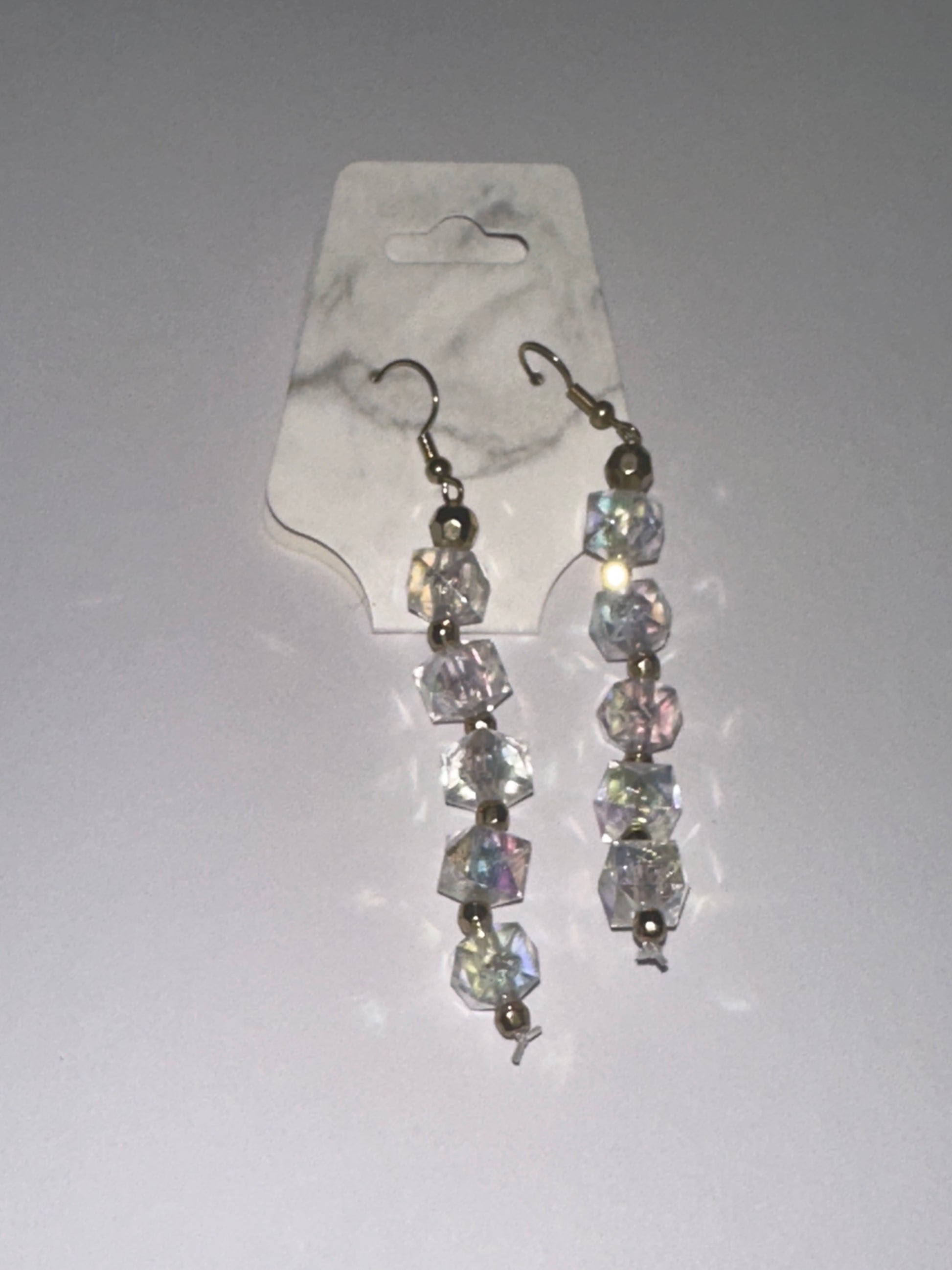 Gold and dazzling Clear bead Earrings with bracelet