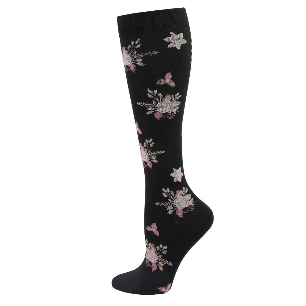 Sports Pressure Spring Flower Elastic Stockings