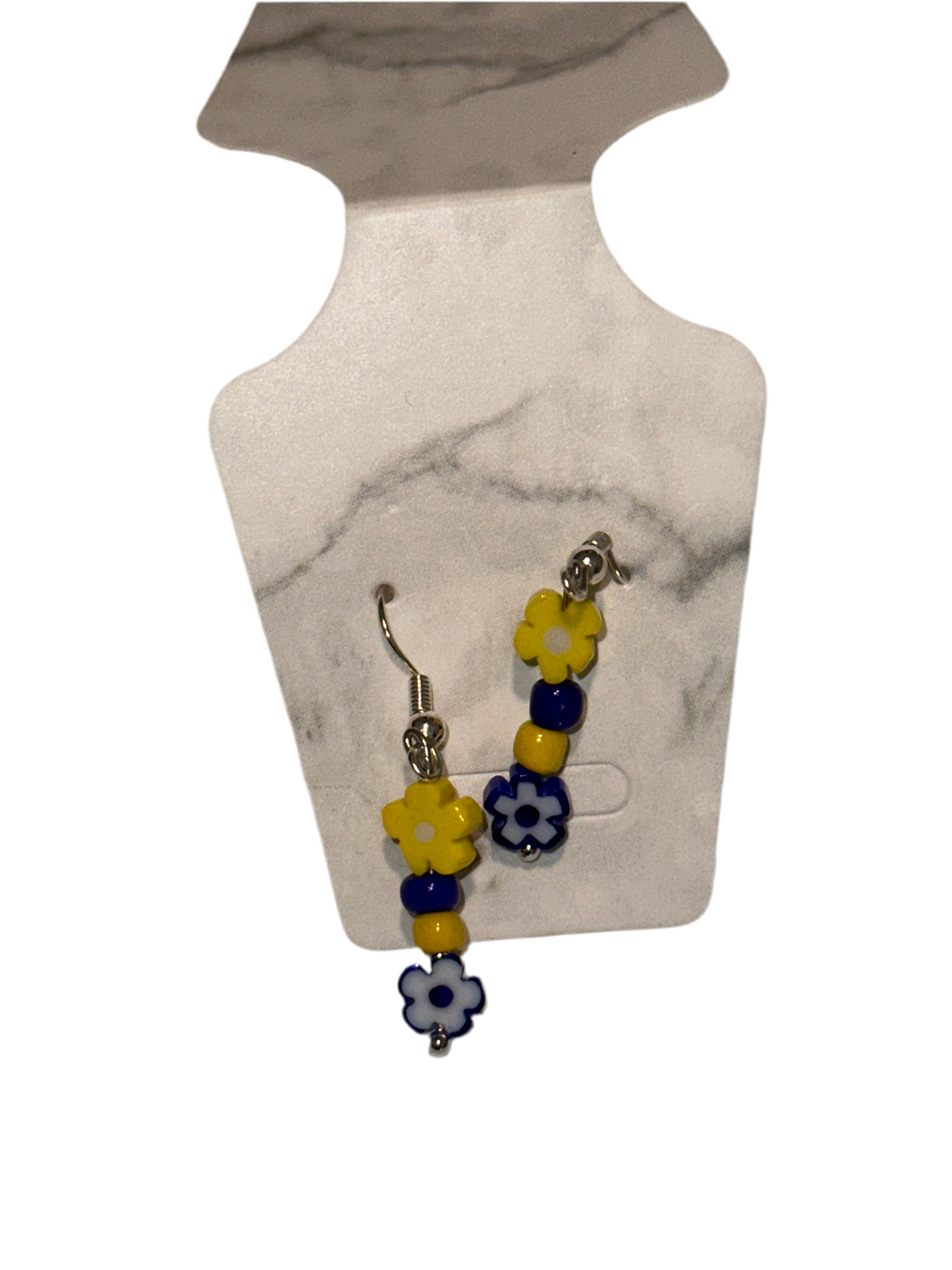 Blue & Yellow bead Earrings