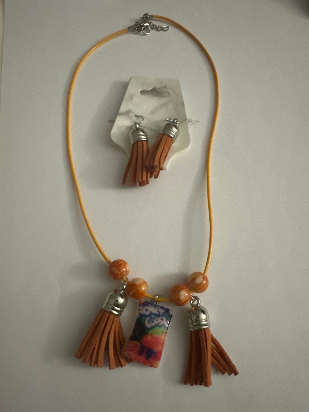 Orange Earrings and Necklace