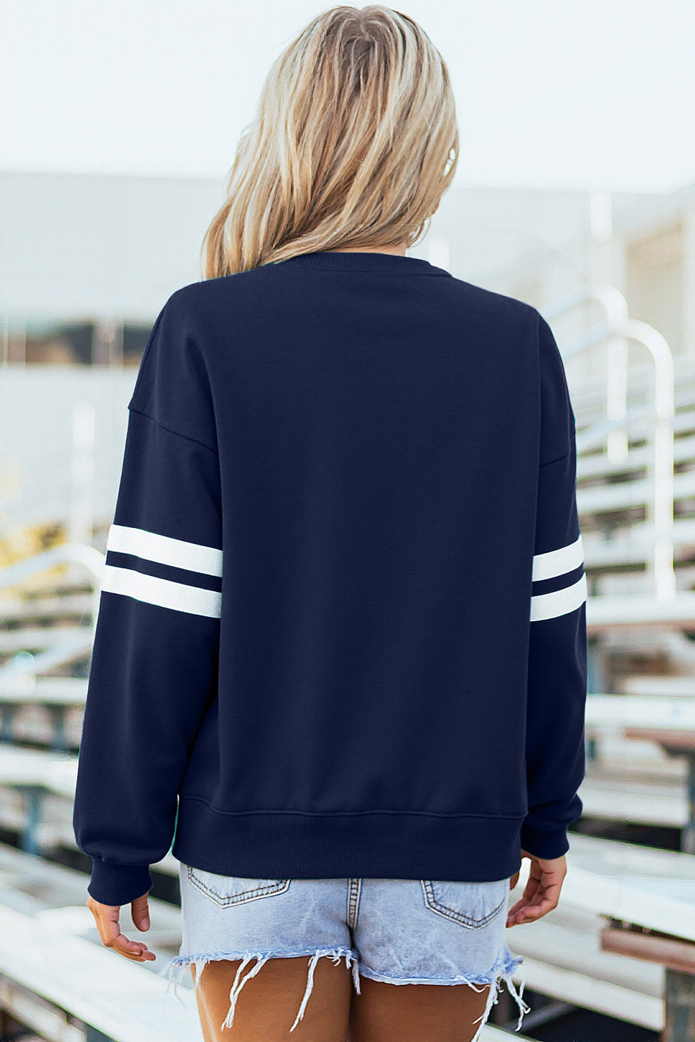 Orange Varsity Striped Detail Drop Shoulder Oversized Sweatshirt