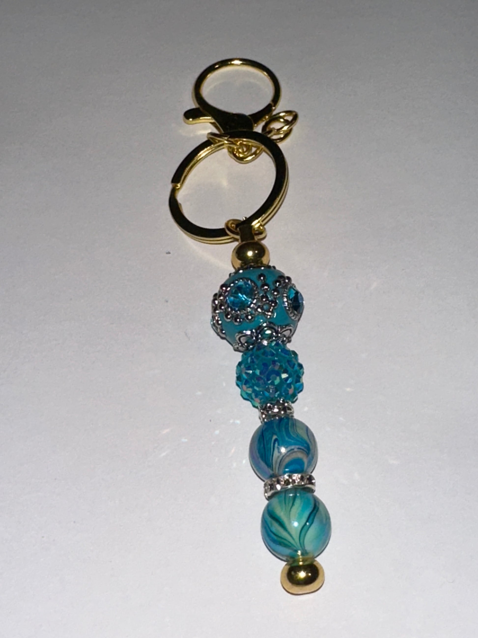 Blue bead keychain