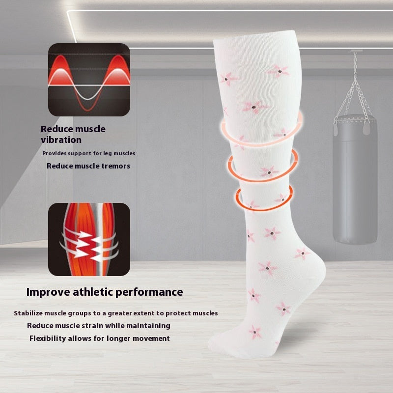 Sports Pressure Spring Flower Elastic Stockings