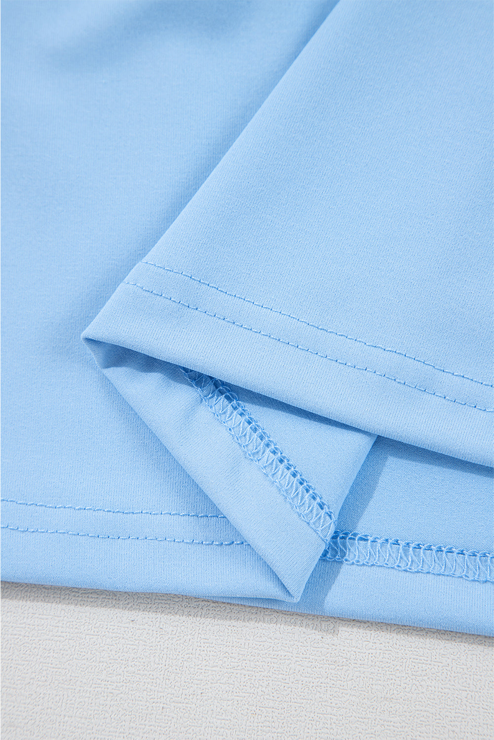 Beau Blue Floral Mesh Puff Sleeve Crew Neck Top