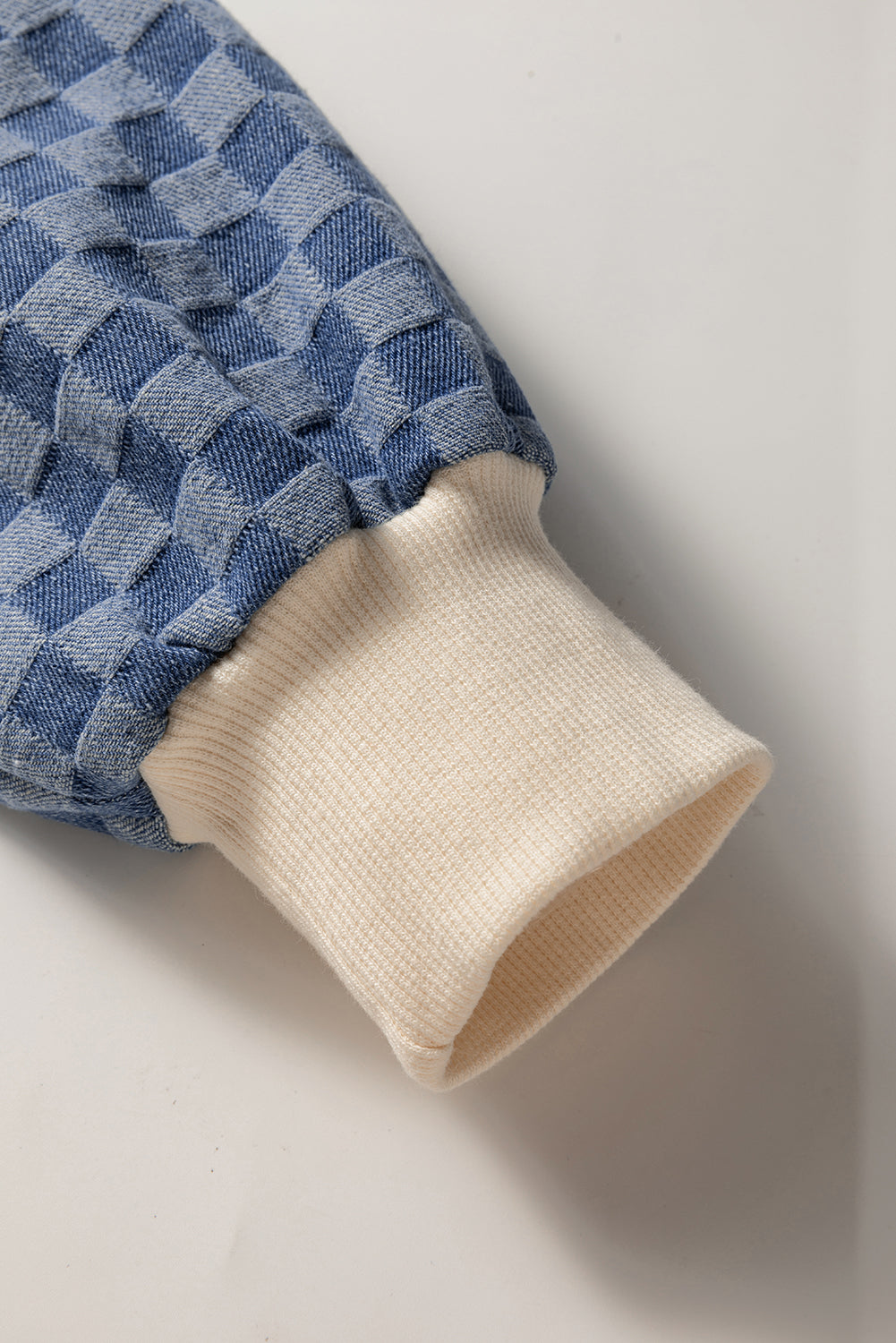 Bonbon Checkered Patchwork Kangaroo Pocket Half Zipper Hoodie