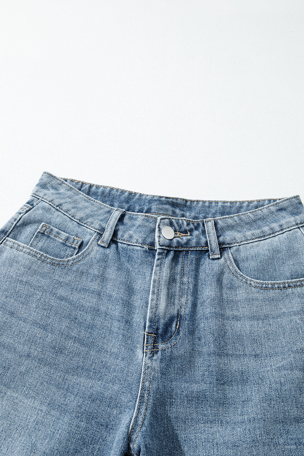 Dusk Blue Embroidered Cropped Wide Leg High Waist Jeans