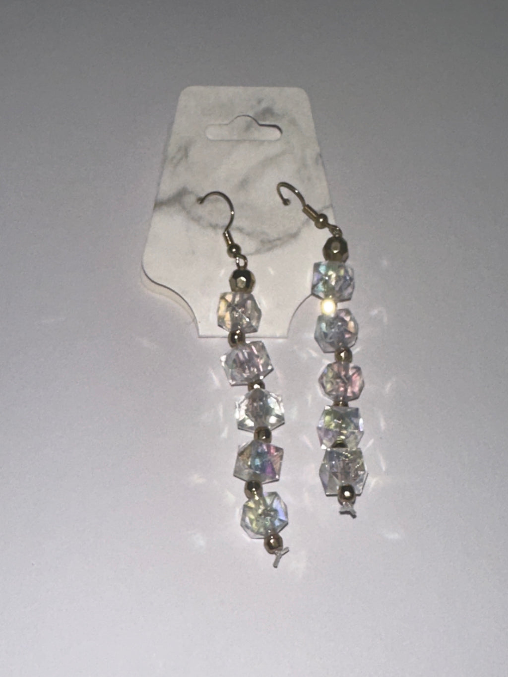 Gold and dazzling Clear bead Earrings with bracelet