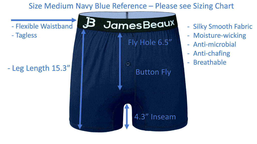 Bamboo Boxer Shorts for Men James Beaux Men's Heather Blue