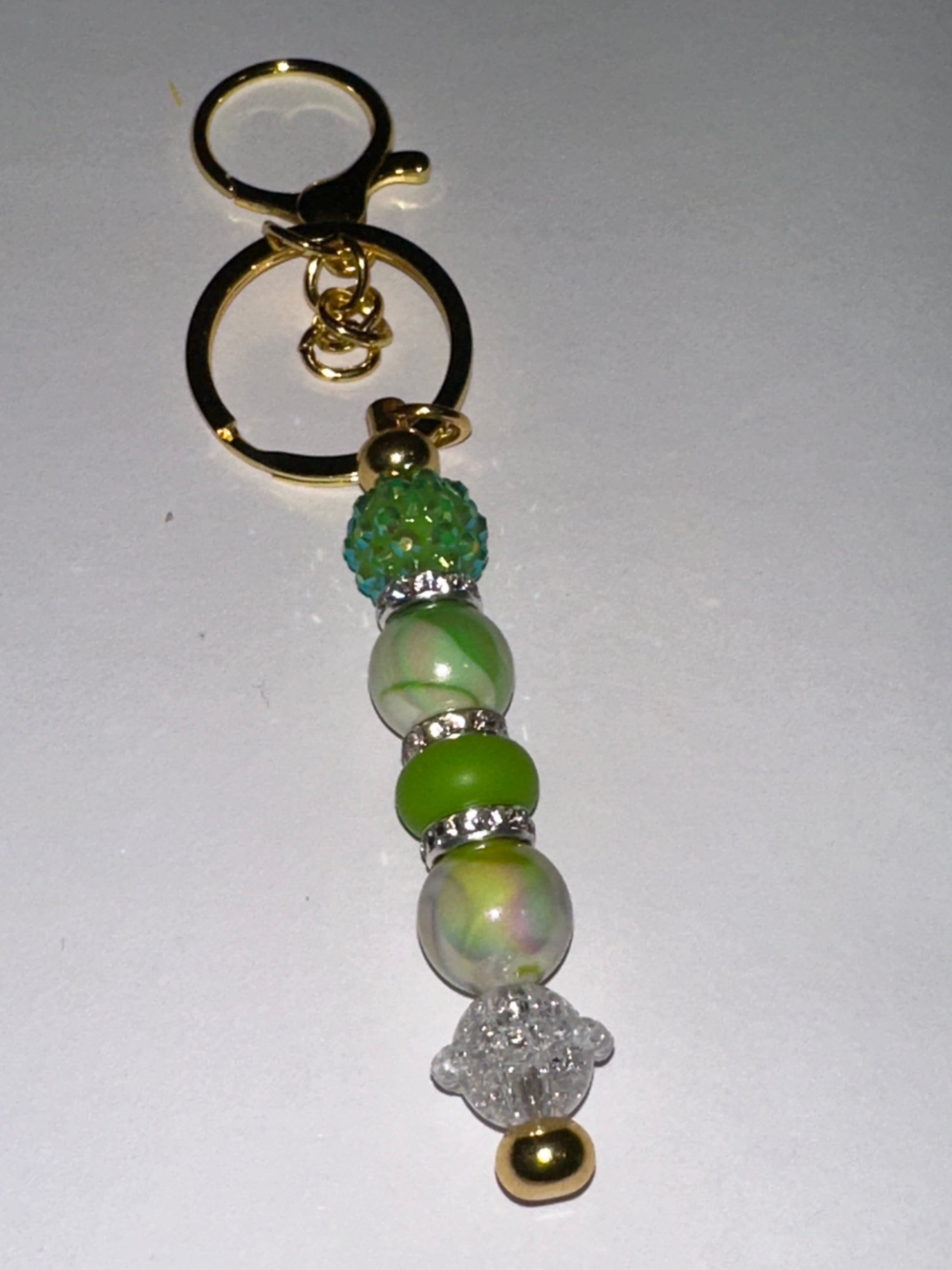 Green bead keychain