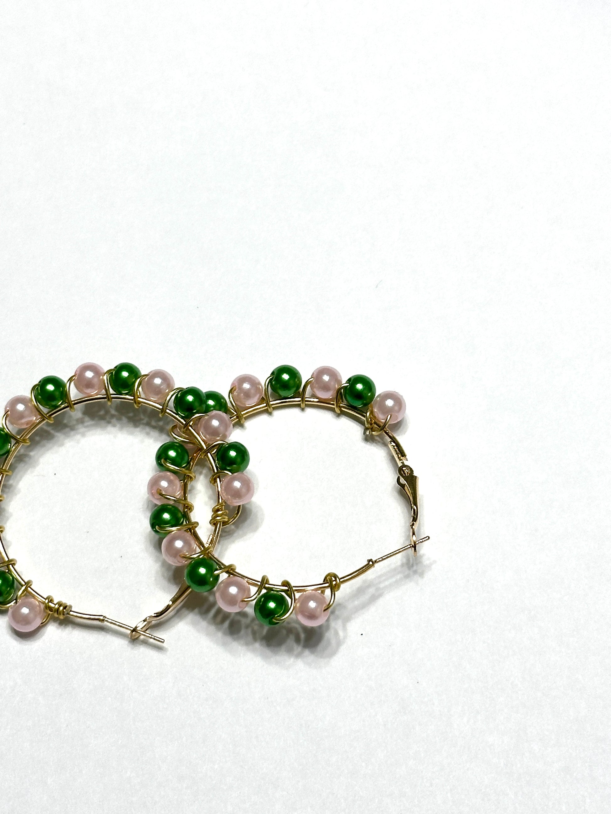 Pastel Pink and Green Earrings