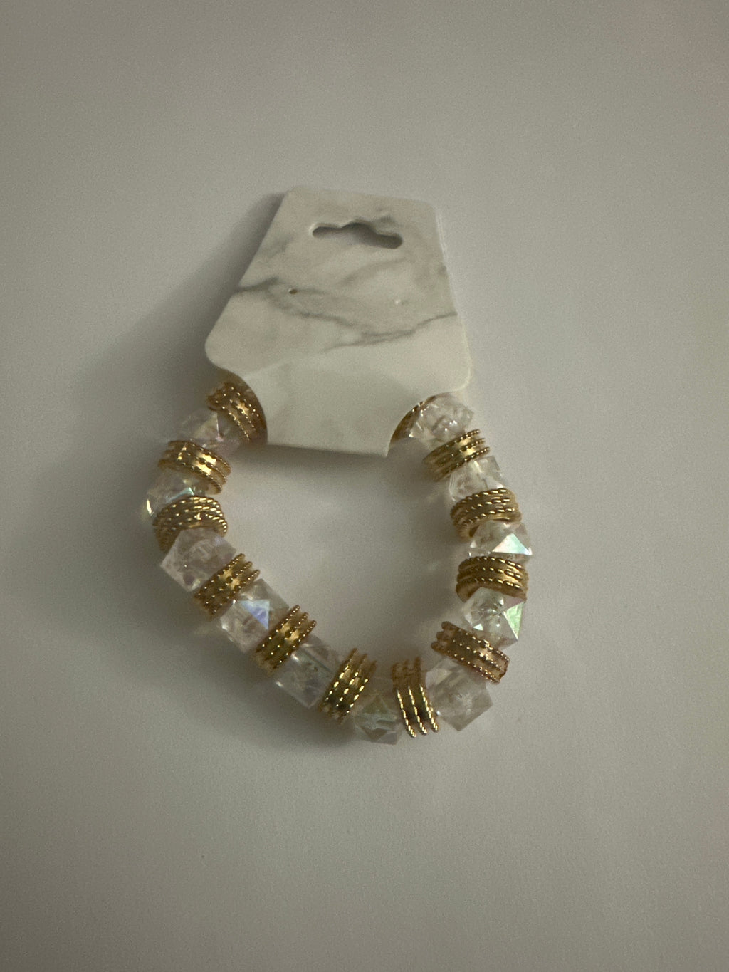Gold and dazzling Clear bead Earrings with bracelet