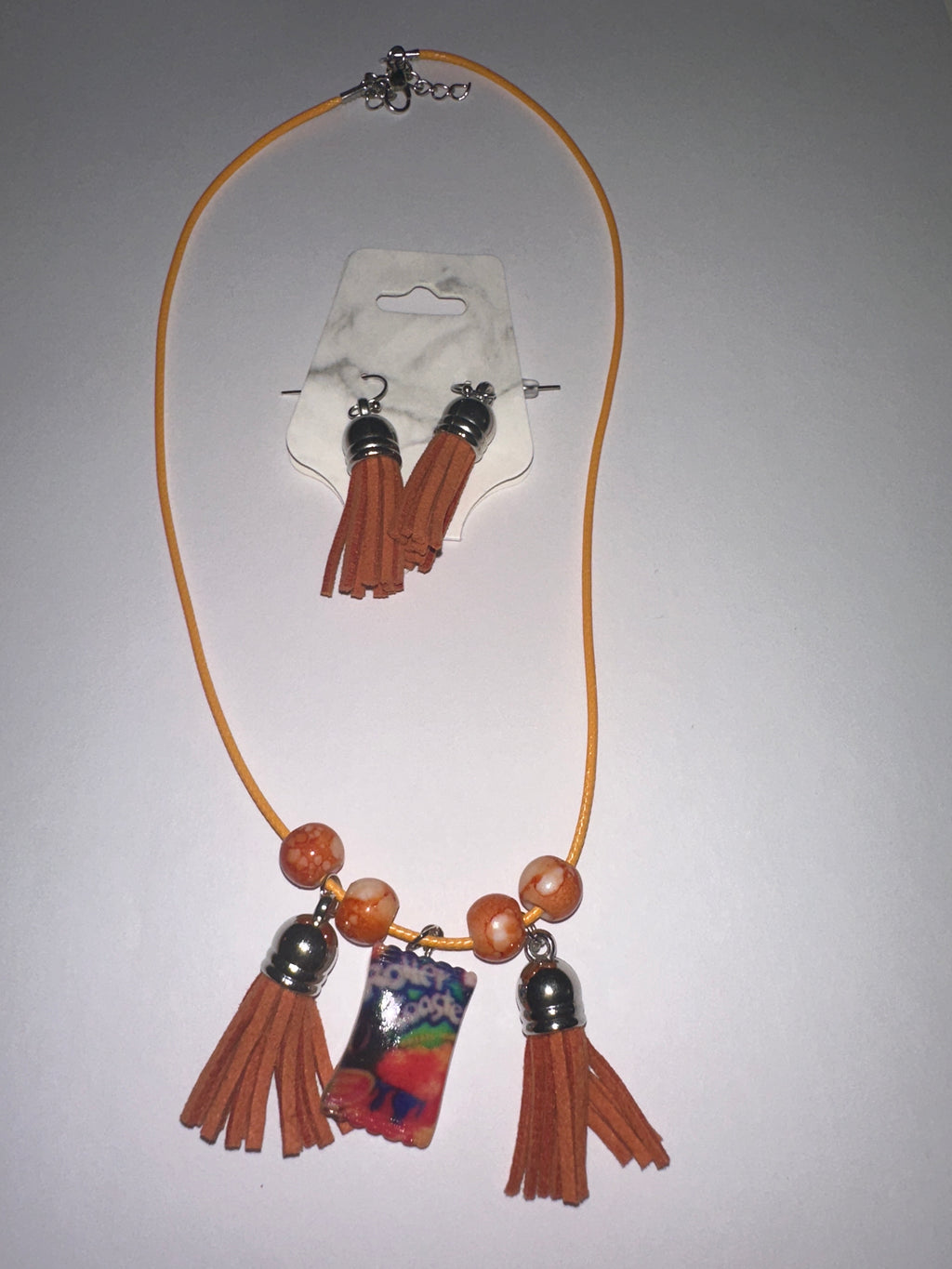 Orange Earrings and Necklace