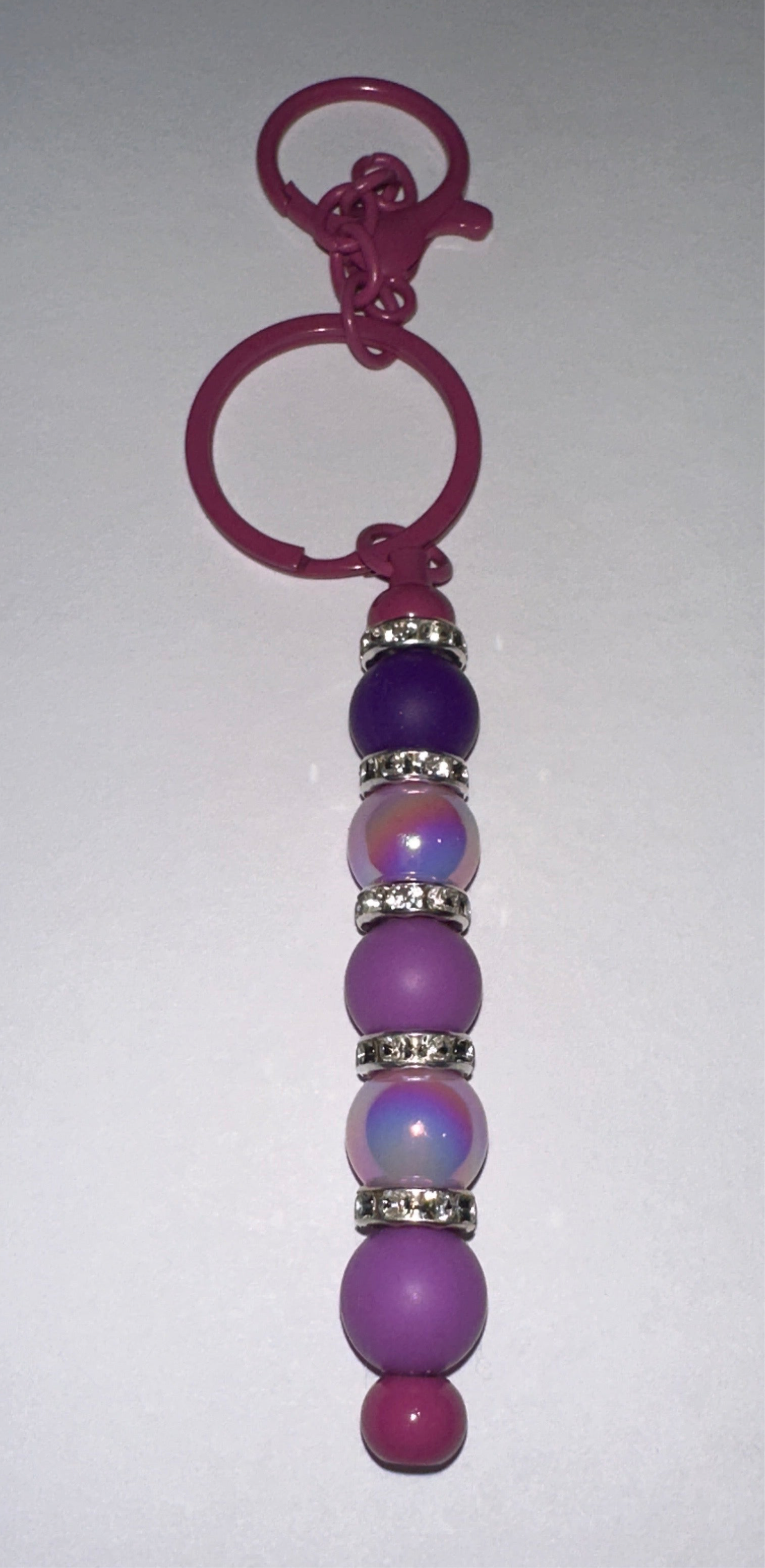Mauve bead keychain