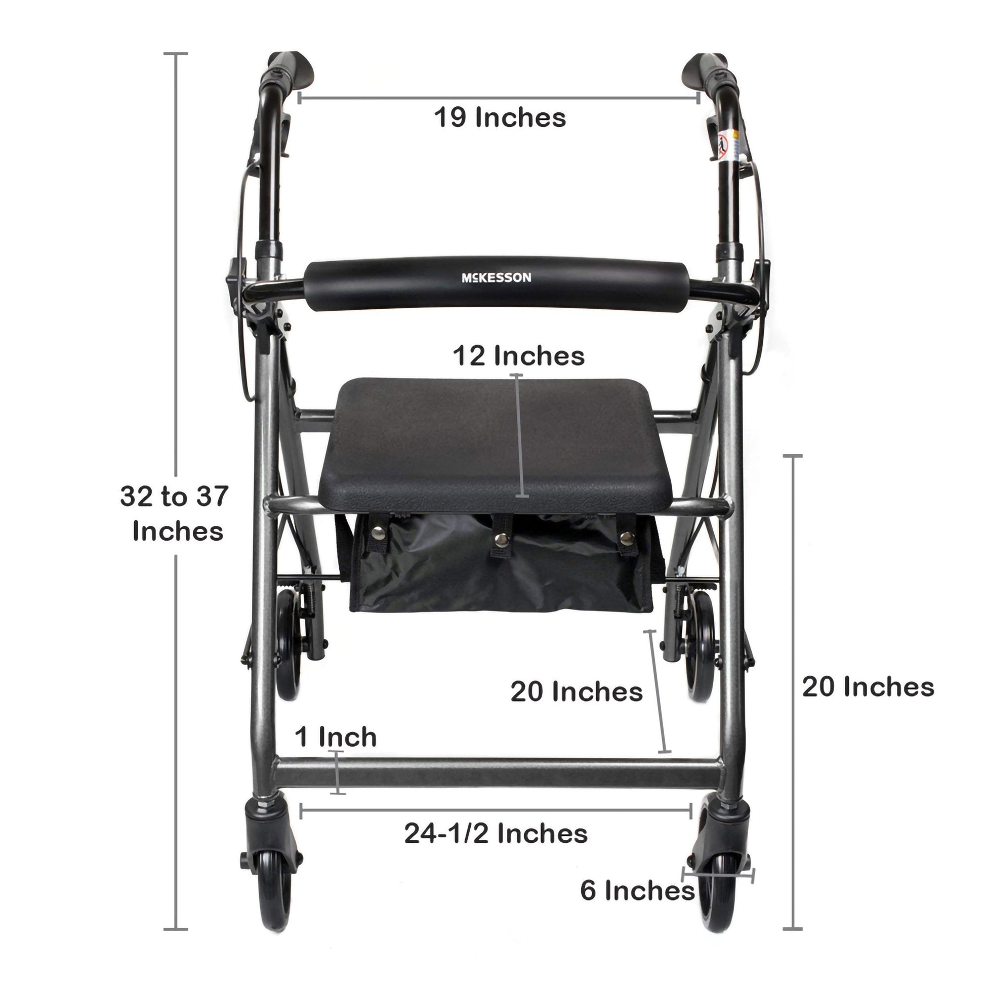 McKesson Lightweight 4 Wheel Rollator Walker, Silver