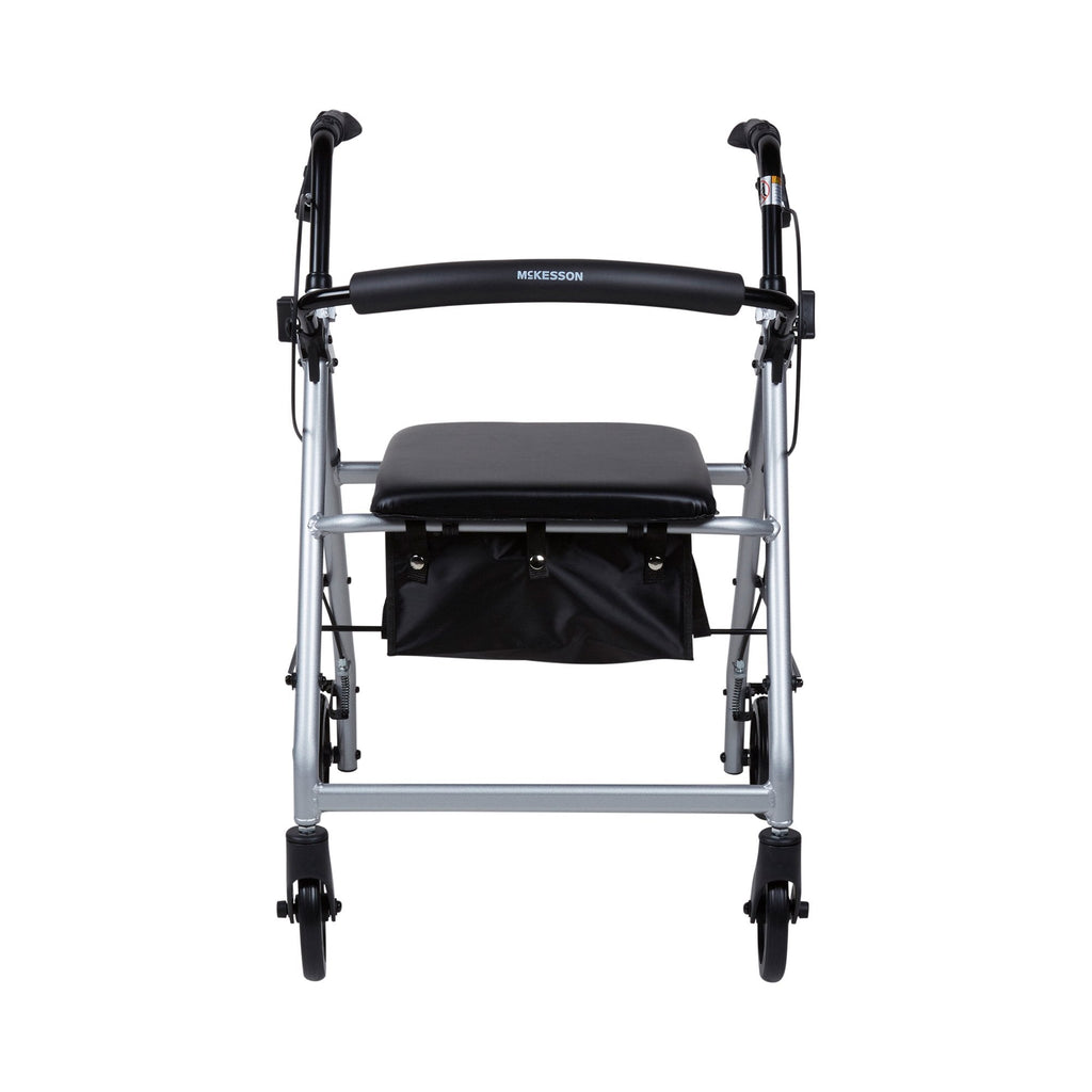 McKesson Lightweight 4 Wheel Rollator Walker, Silver