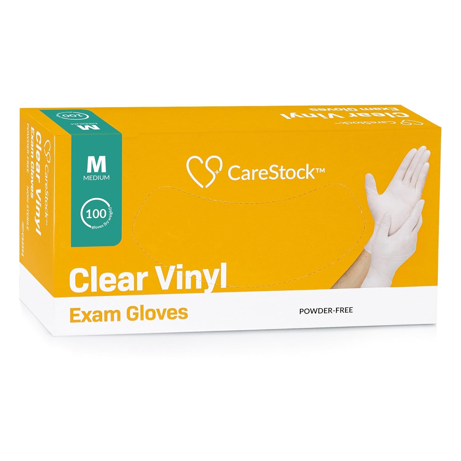 CareStock Vinyl Exam Gloves, Standard Cuff, Clear