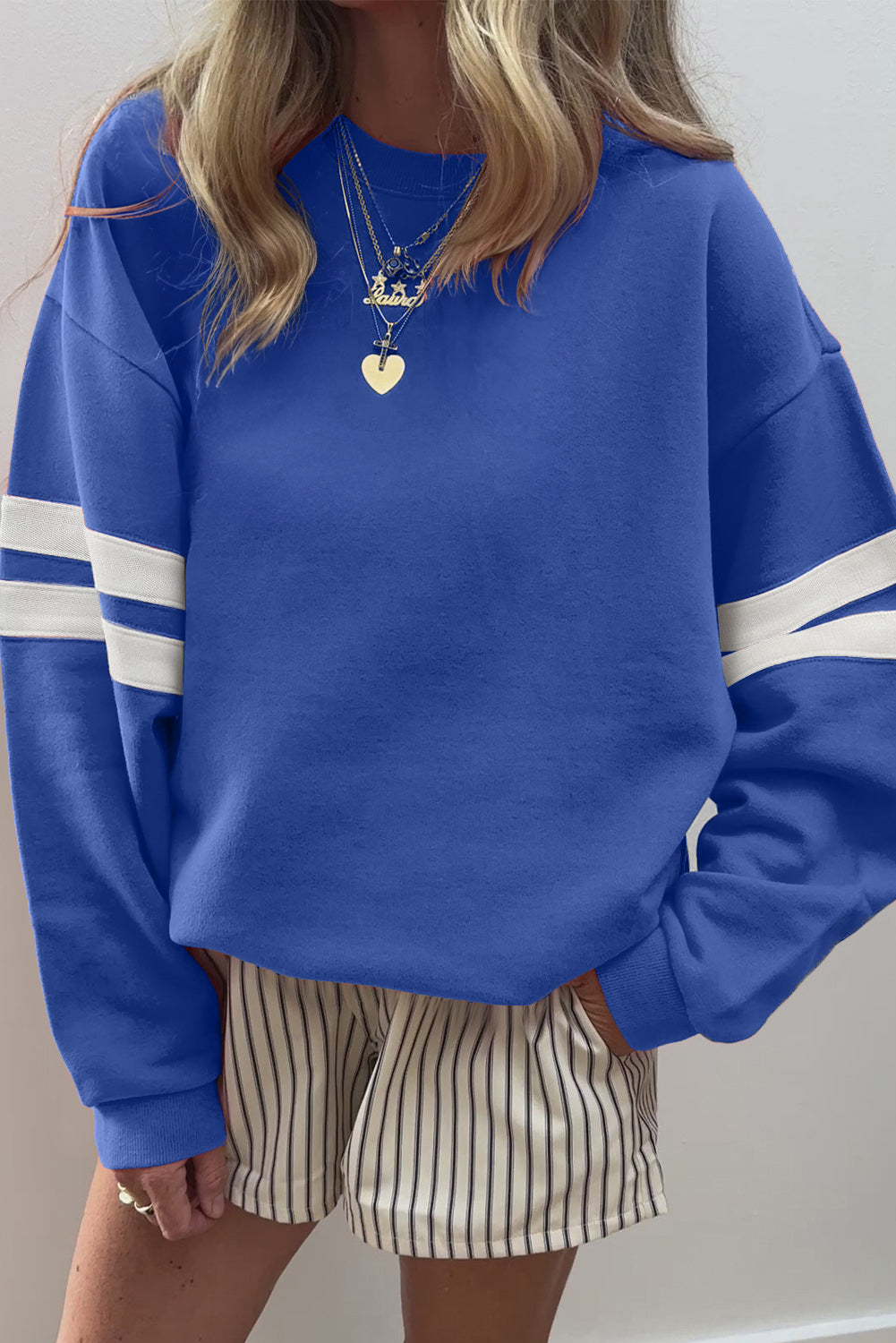 Orange Varsity Striped Detail Drop Shoulder Oversized Sweatshirt