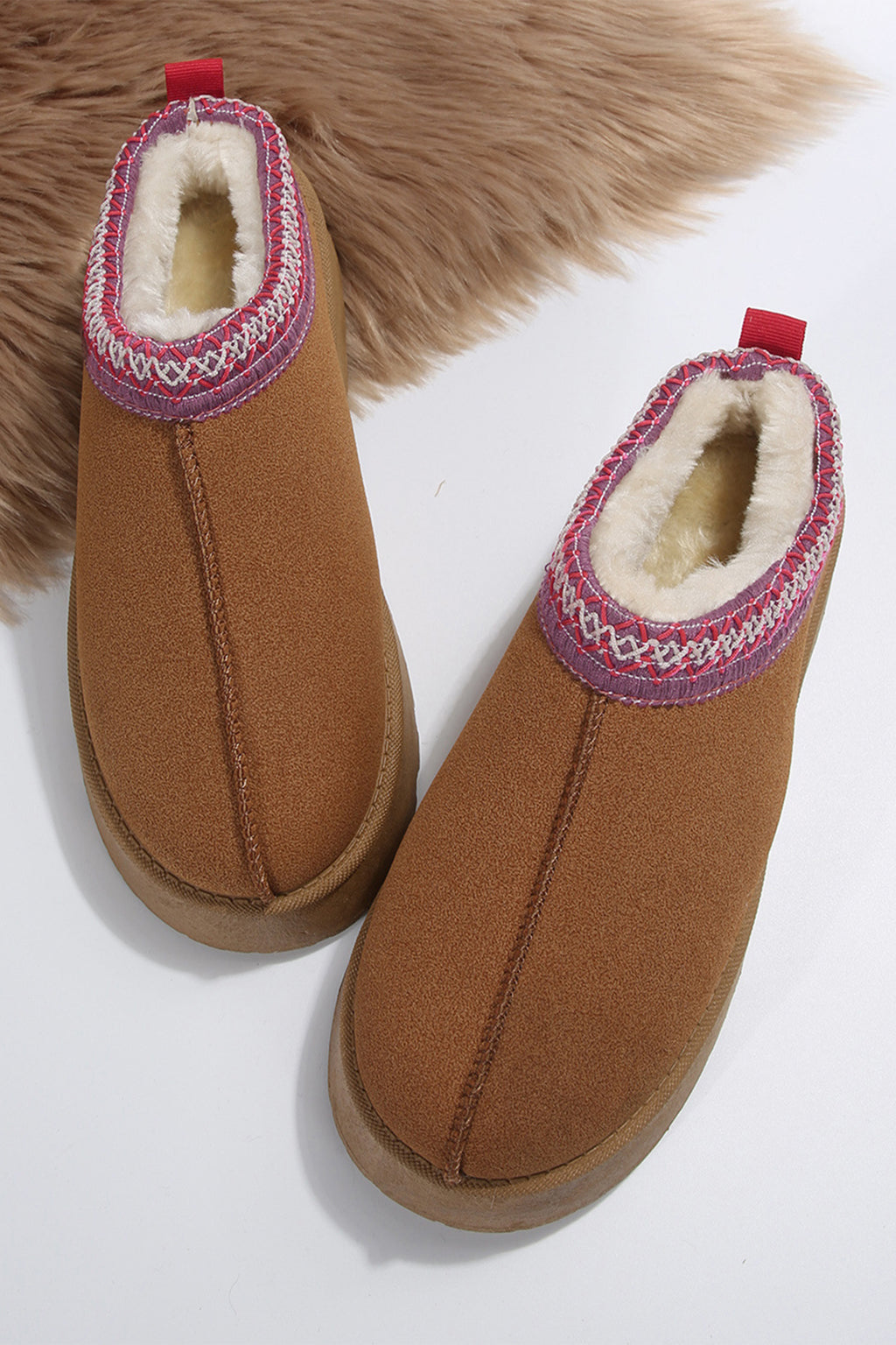Black Contrast Print Suede Plush Lined Snow Boots